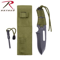 Couteau Paracorde & Kit allume feu (vert) - Rothco