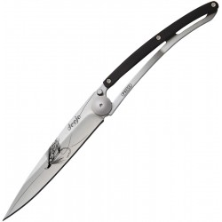 Couteau Deejo Tatoo Silver Wilkinson lame 7.6 cm lisse manche bois d'ébène - 1