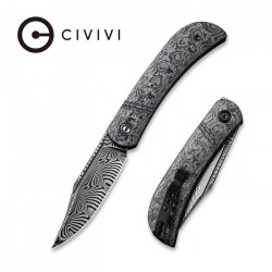 Couteau Appalachian Drifter lame lisse Damascus 7.5cm manche gris/noir Fibre de carbone G-10 CIVIVI - 2