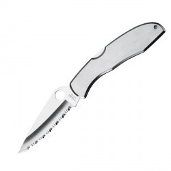 Couteau Spyderco Endura lame 9.8cm dentelée Satin manche Inox - C10S - 1